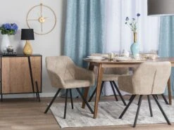 Set Of 2 Fabric Dining Chairs Beige MONEE -Furniture Store undef src sa picid 839655 type whitesh image