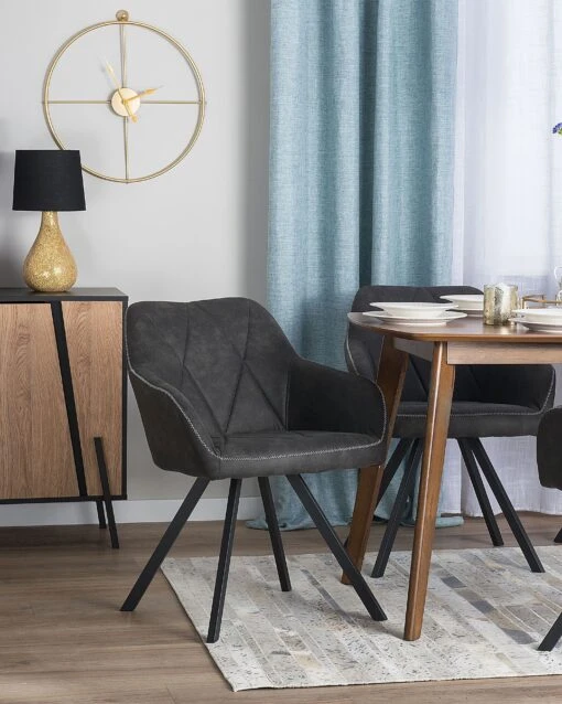 Set Of 2 Fabric Dining Chairs Grey MONEE - Image 3