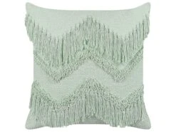 Cotton Cushion With Tassels 45 X 45 Cm Light Green BACOPA