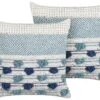 Set Of 2 Cotton Cushions With Tassels 45 X 45 Cm White And Blue DATURA -Furniture Store undef src sa picid 840098 type whitesh image