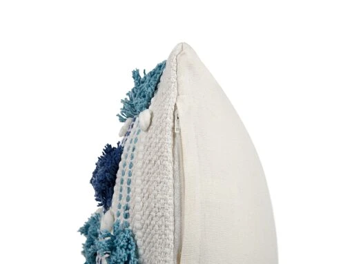 Cotton Cushion With Tassels 45 X 45 Cm White And Blue DATURA - Image 4