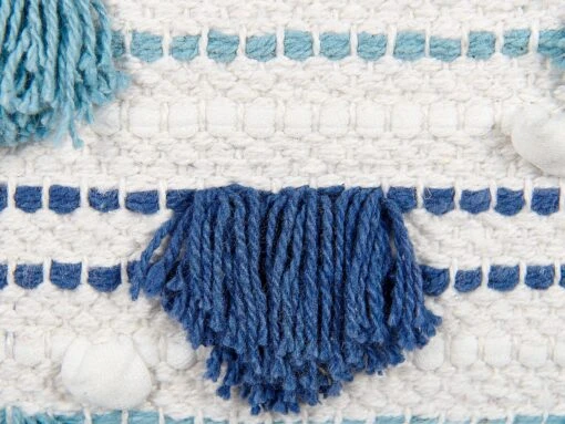 Cotton Cushion With Tassels 45 X 45 Cm White And Blue DATURA - Image 5