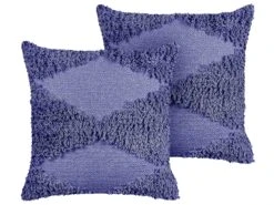 Set Of 2 Tufted Cotton Cushions 45 X 45 Cm Violet RHOEO