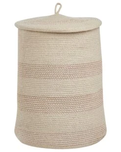 Cotton Basket With Lid Light Beige SILOPI