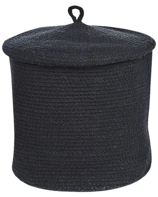 Set Of 2 Cotton Baskets With Lids Black SILOPI - Image 3