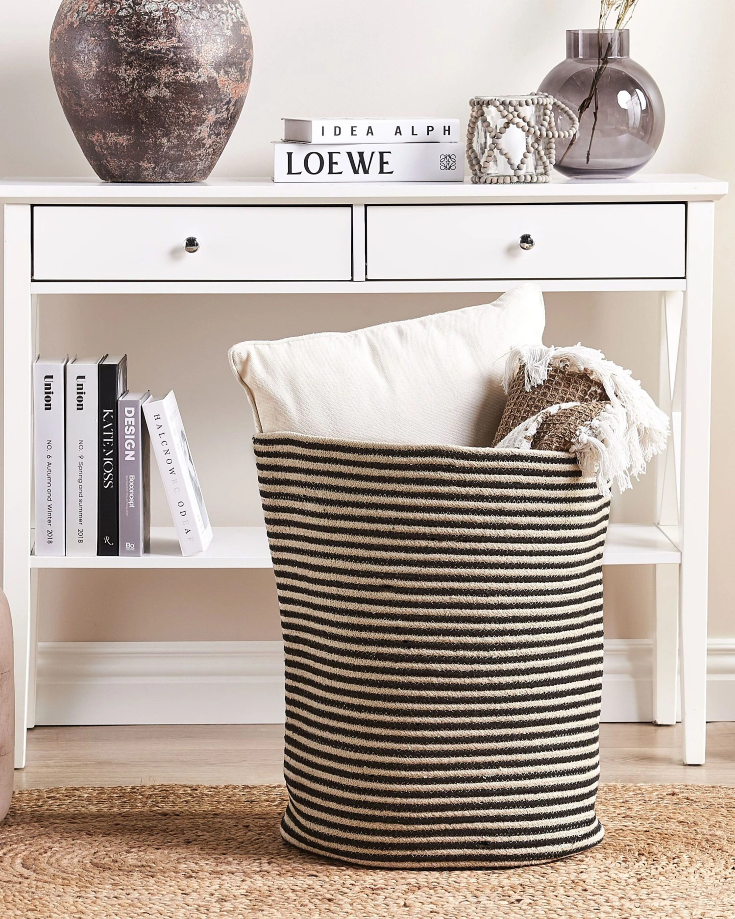 Cotton Basket Beige And Black YERKOY - Image 2