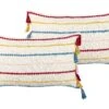 Set Of 2 Cushions Striped Pattern With Tassels 40 X 60 Cm Multicolour AGAVE -Furniture Store undef src sa picid 840379 type whitesh image