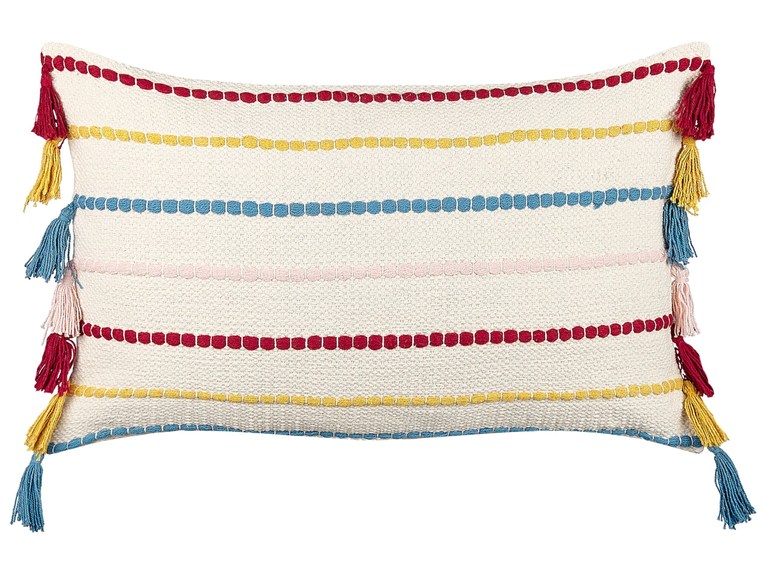 Cotton Cushion Striped Pattern With Tassels 40 X 60 Cm Multicolour AGAVE