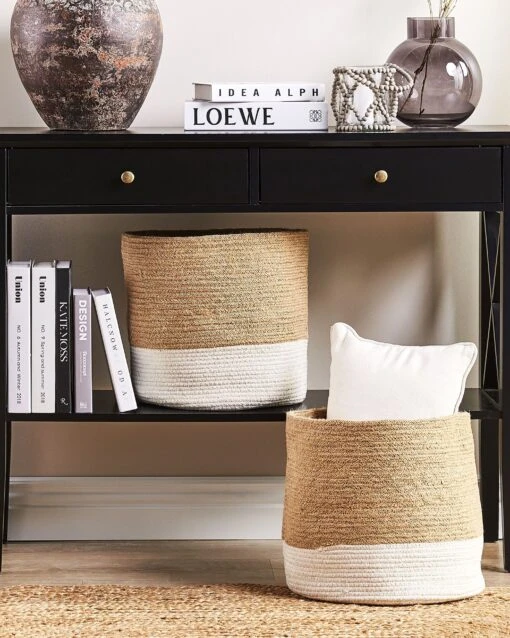 Set Of 2 Jute Baskets Beige And White BULANIK - Image 2