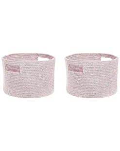 Set Of 2 Cotton Baskets Pastel Pink CHINIOT