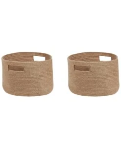 Set Of 2 Cotton Baskets Pastel Beige CHINIOT