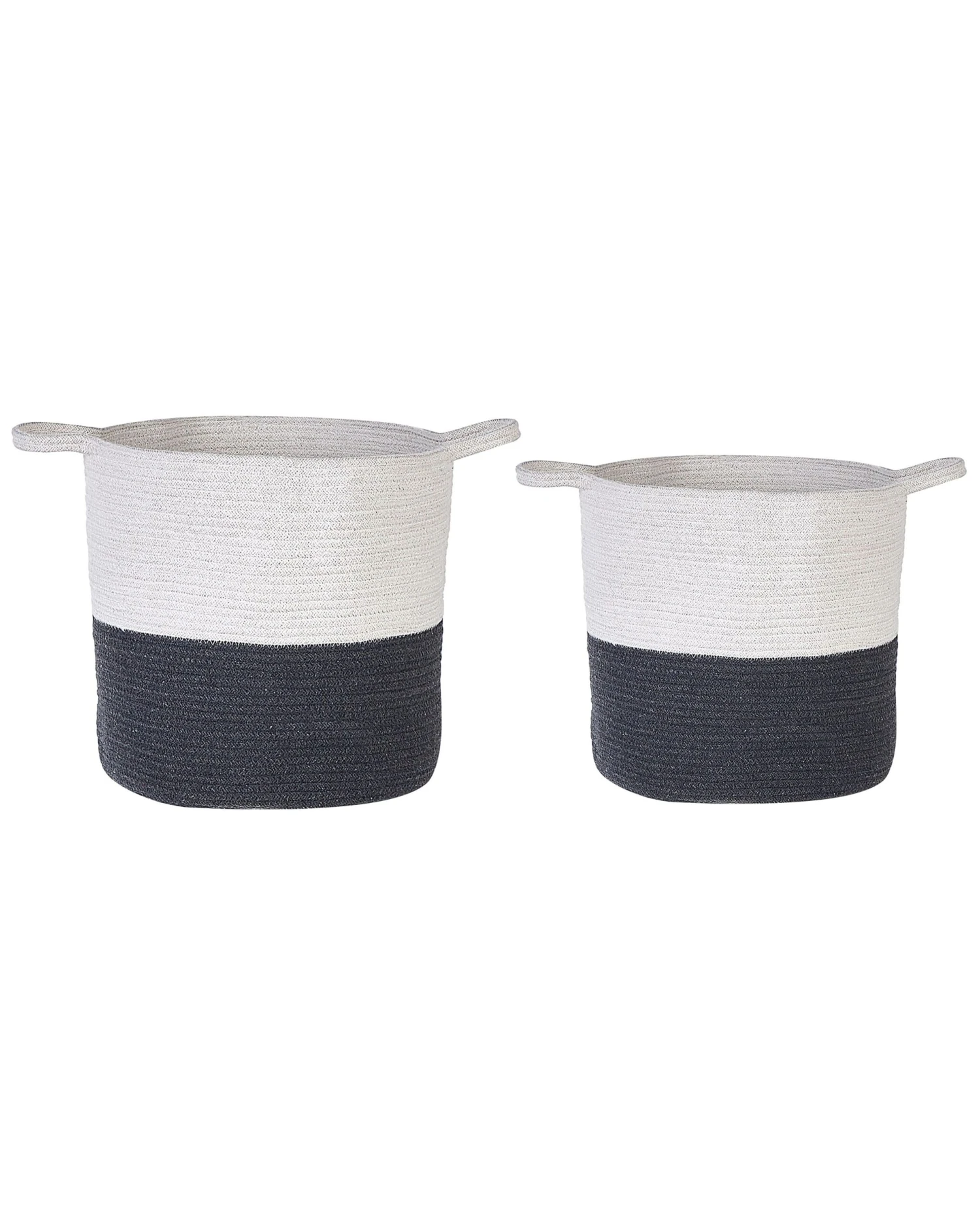 Set Of 2 Cotton Baskets White And Black PAZHA