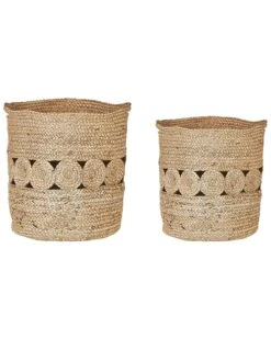 Set Of 2 Jute Baskets Natural ALANG