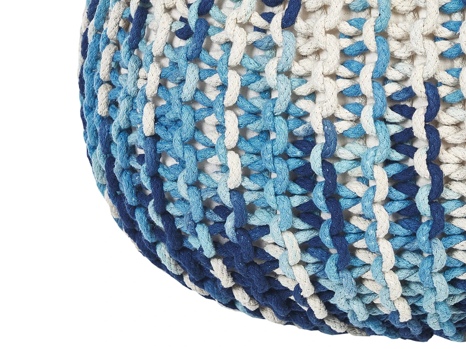 Cotton Knitted Pouffe 50 X 35 Cm White And Blue CONRAD - Image 4