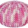 Cotton Knitted Pouffe 50 X 35 Cm White And Pink CONRAD -Furniture Store undef src sa picid 842517 type whitesh image