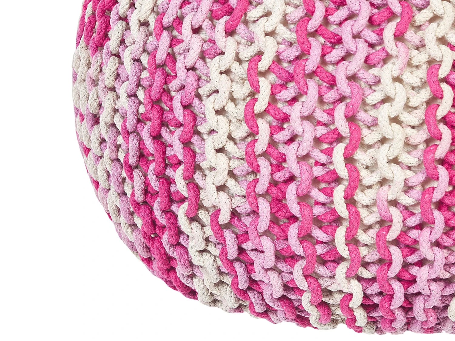 Cotton Knitted Pouffe 50 X 35 Cm White And Pink CONRAD - Image 4