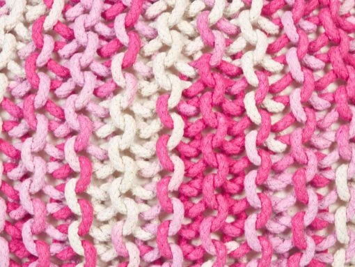 Cotton Knitted Pouffe 50 X 35 Cm White And Pink CONRAD - Image 5