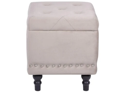 Velvet Footstool With Storage Salmon Pink LORETTO - Image 3