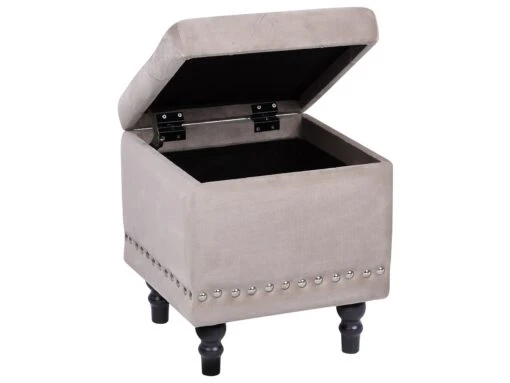 Velvet Footstool With Storage Salmon Pink LORETTO - Image 4
