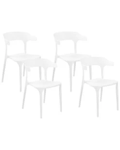 Set Of 4 Dining Chairs White GUBBIO