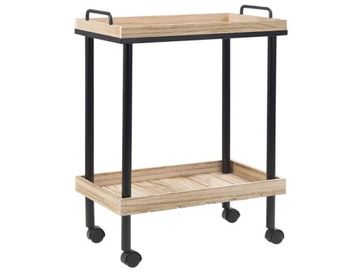 Metal Kitchen Trolley Light Wood With Black TAGGIO