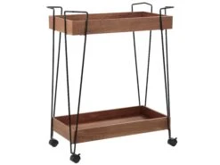 Metal Kitchen Trolley Dark Wood With Black BALME