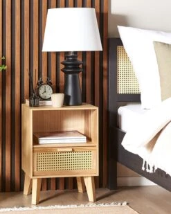 Rattan 1 Drawer Bedside Table Light Wood SENEY -Furniture Store undef src sa picid 845553 type color image
