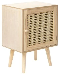 Rattan Door Bedside Table Light Wood ALMO