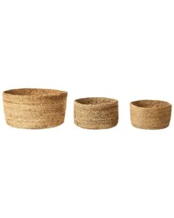Set Of 3 Jute Baskets Natural RANWAL
