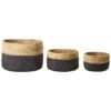 Set Of 3 Jute Baskets Natural And Black JABAR