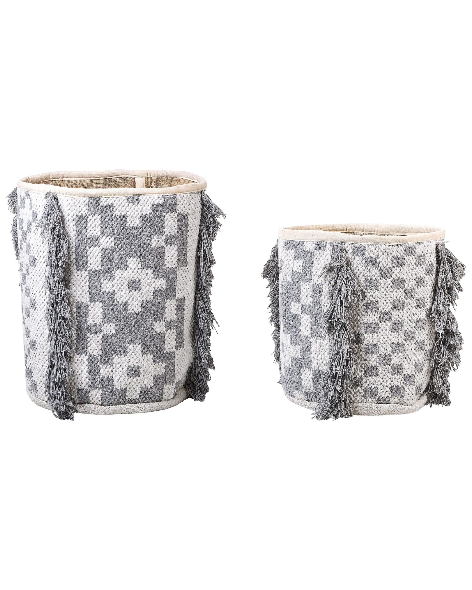 Set Of 2 Cotton Baskets Off-White And Grey KALAI