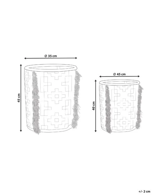 Set Of 2 Cotton Baskets Off-White And Grey KALAI - Image 7