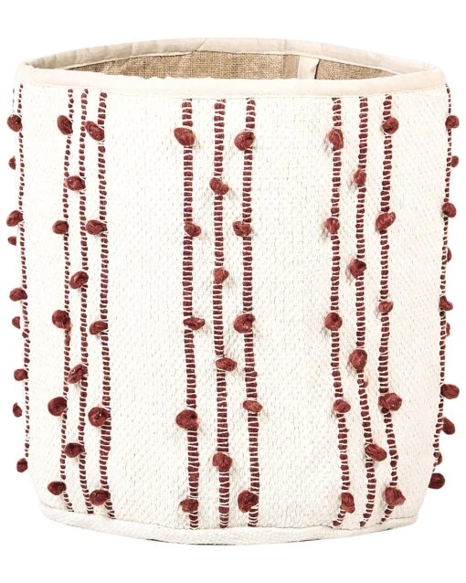 Set Of 2 Cotton Baskets Beige And Red KHEL - Image 3