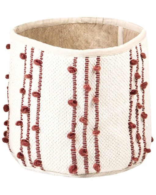 Set Of 2 Cotton Baskets Beige And Red KHEL - Image 4