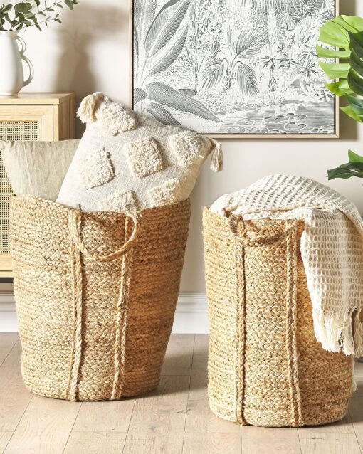 Set Of 2 Jute Baskets Natural ORNACH - Image 2
