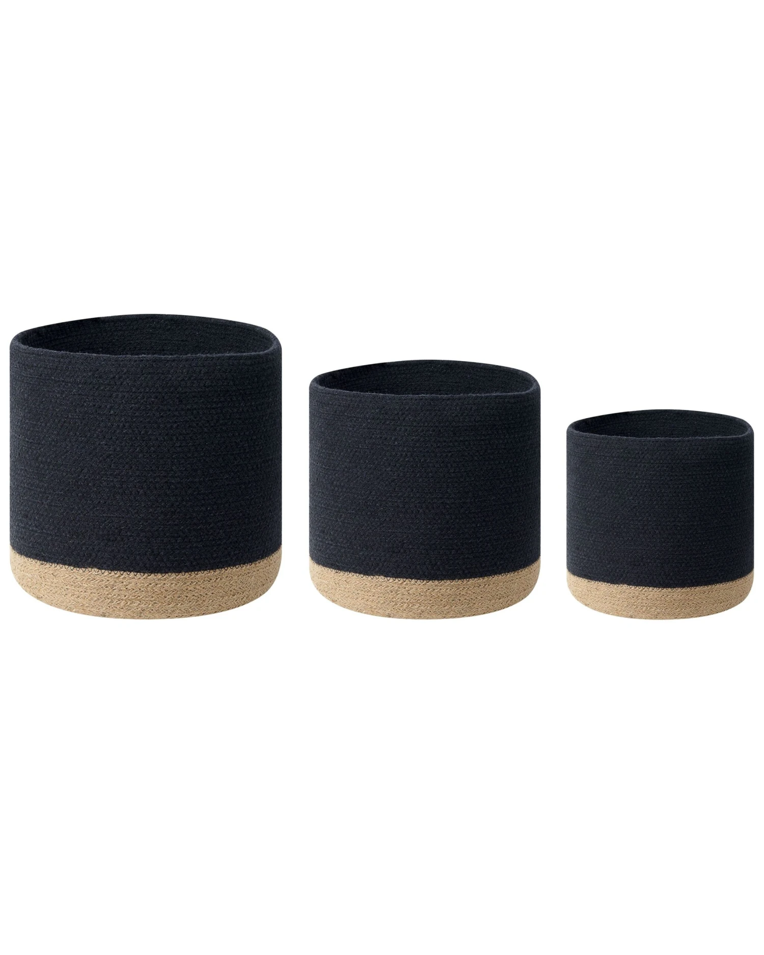 Set Of 3 Cotton Baskets Black And Beige BASIMA