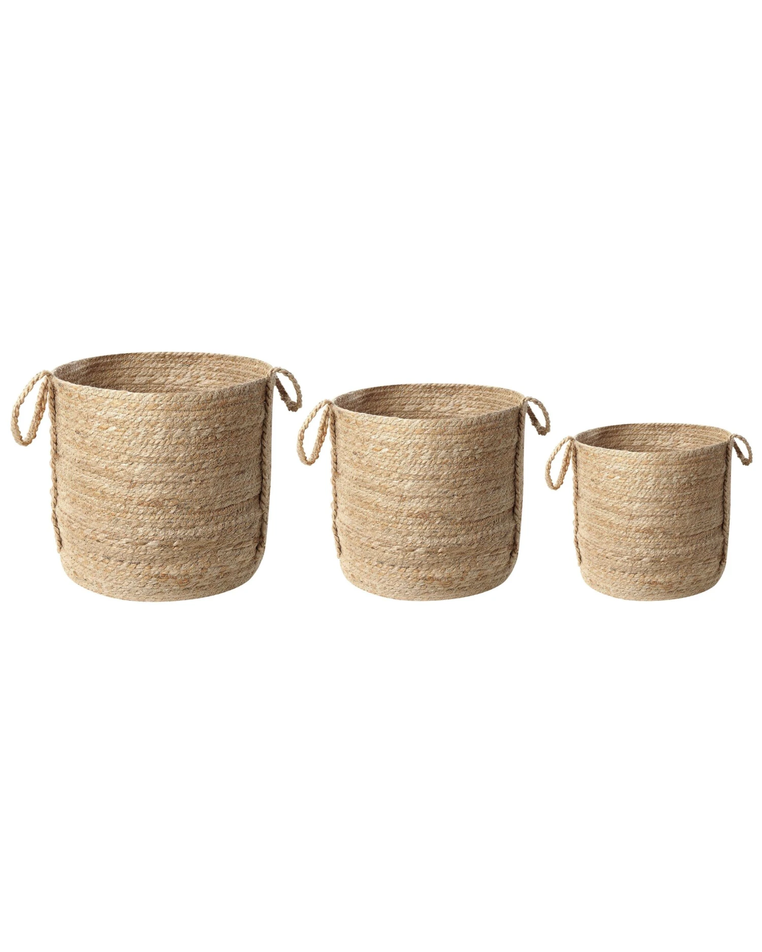 Set Of 3 Jute Baskets Natural WADH