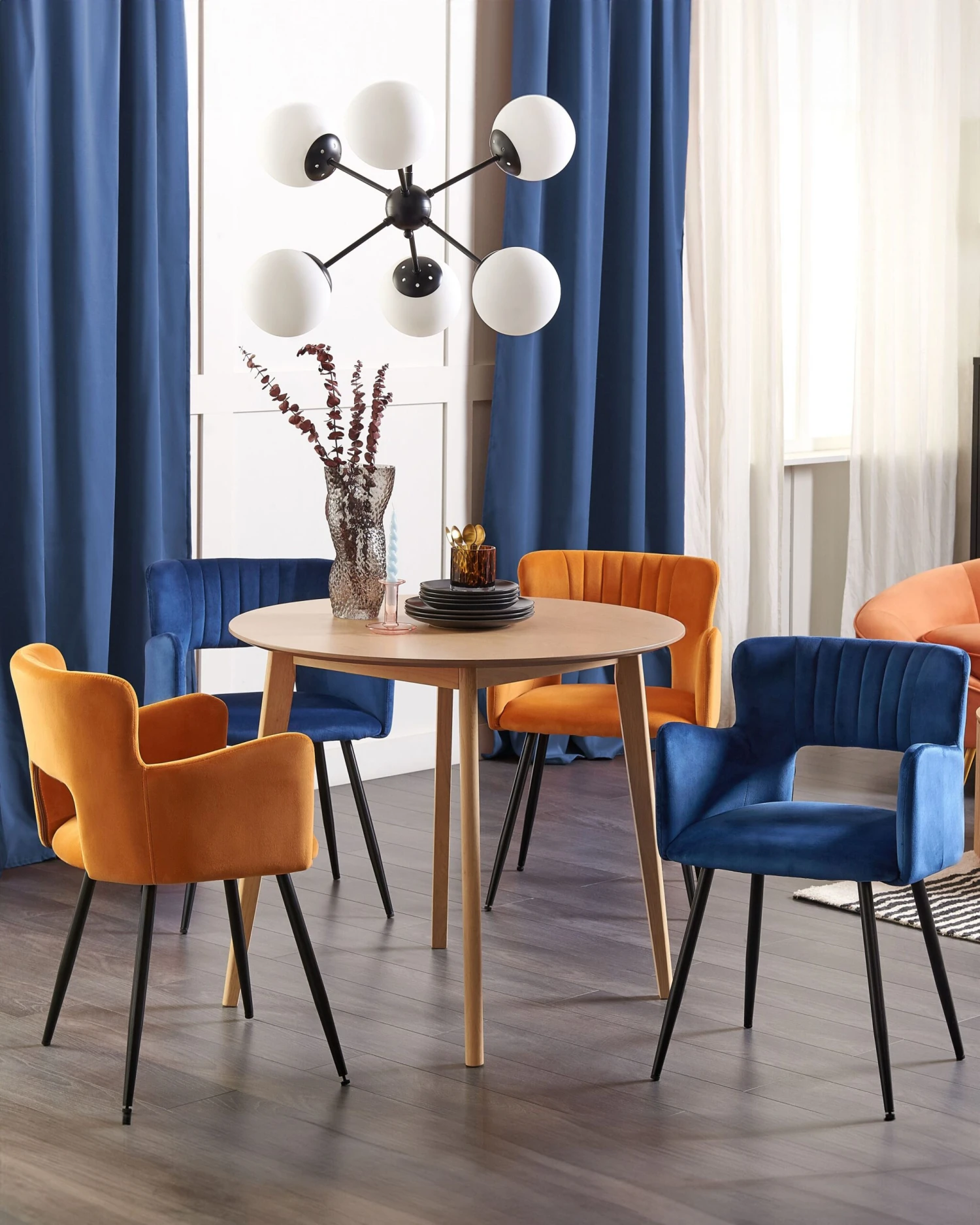 Set Of 2 Velvet Dining Chairs Navy Blue SANILAC - Image 2