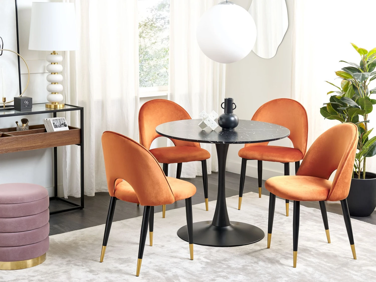 Set Of 2 Velvet Dining Chairs Orange MAGALIA - Image 2