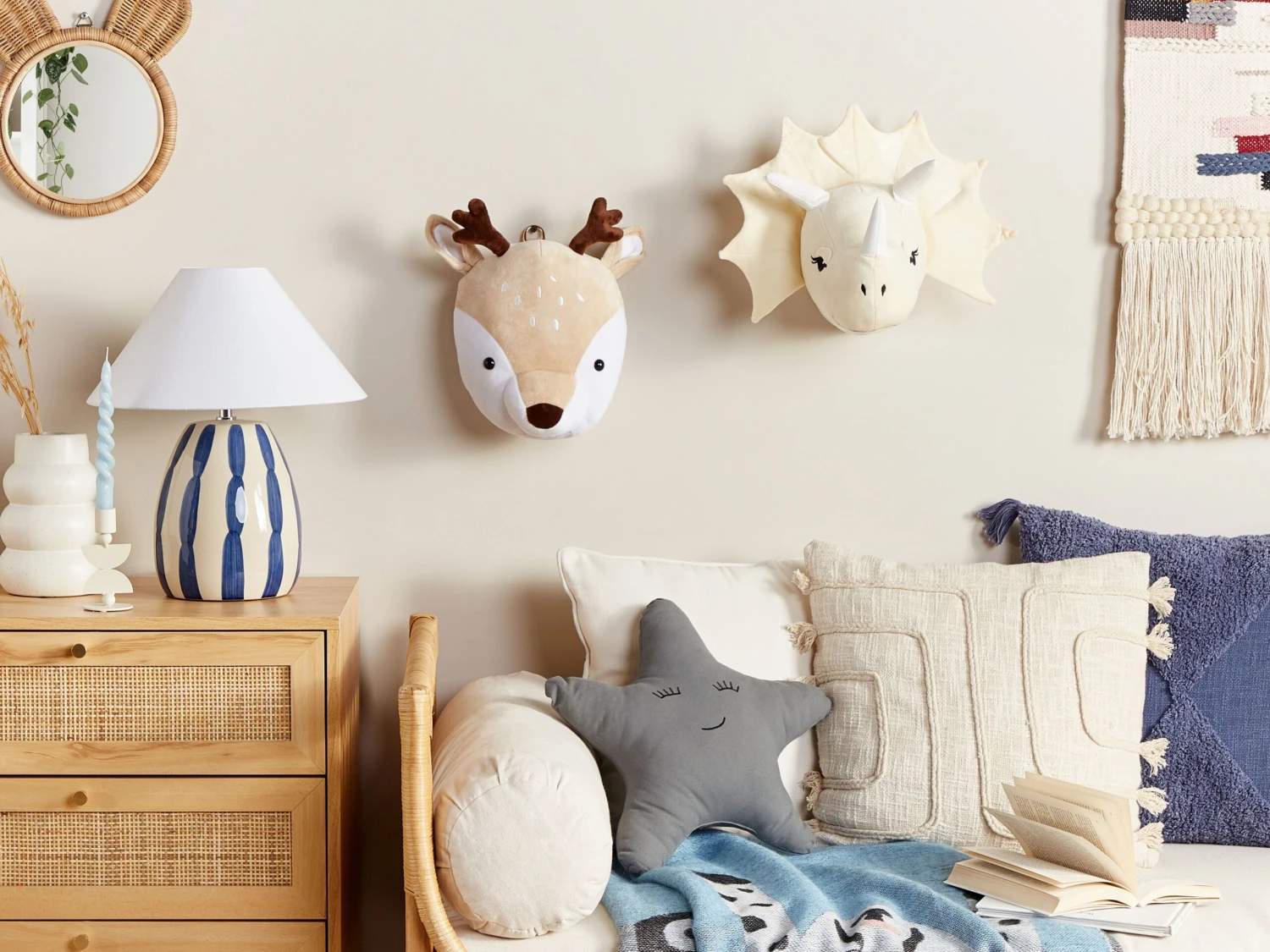 Plush Animal Head Wall Décor Deer Beige BAMBI - Image 2