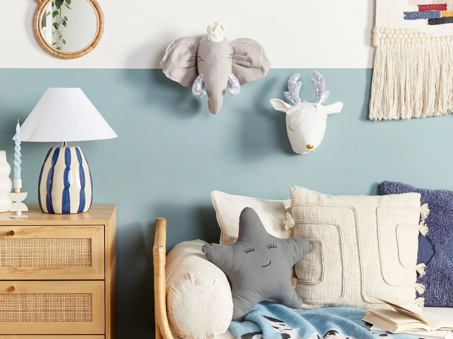 Plush Animal Head Wall Décor Roe Deer White SUZY - Image 2