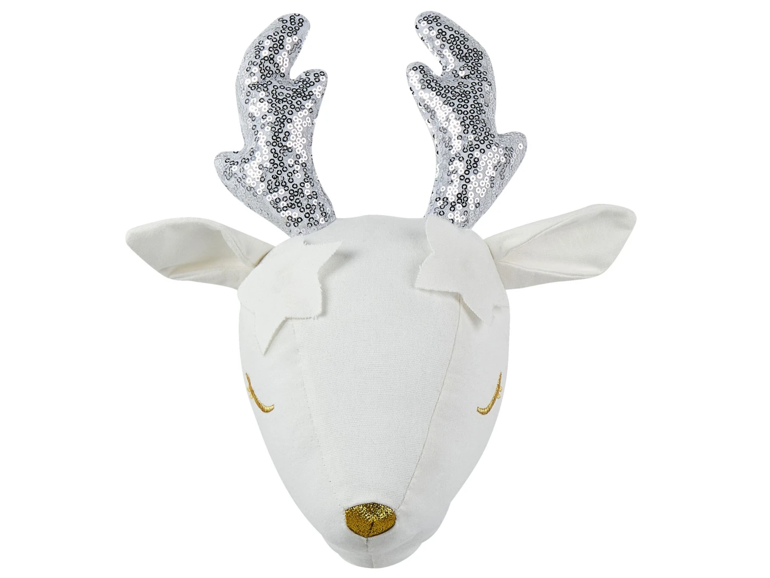 Plush Animal Head Wall Décor Roe Deer White SUZY