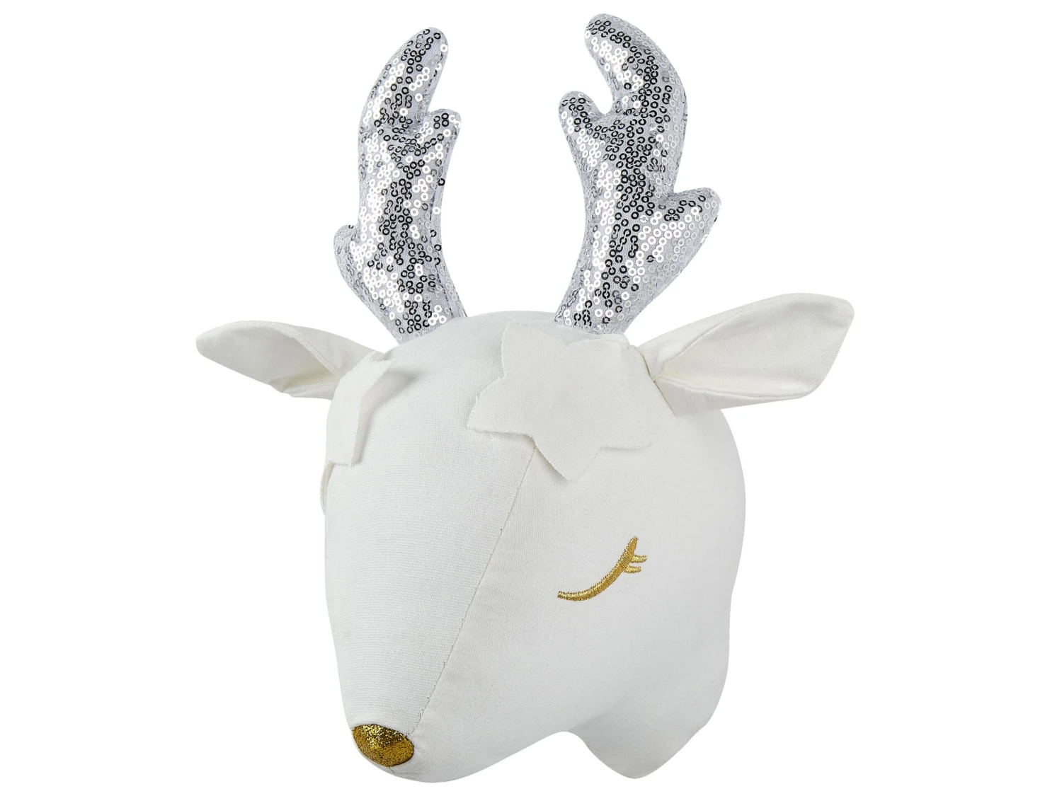 Plush Animal Head Wall Décor Roe Deer White SUZY - Image 3