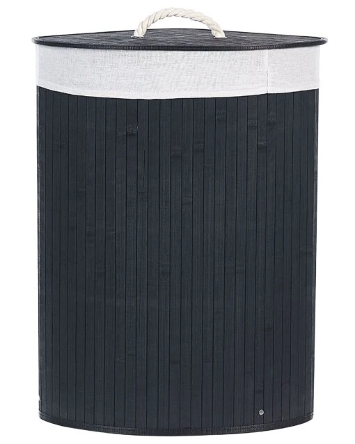 Bamboo Basket With Lid Black MATARA