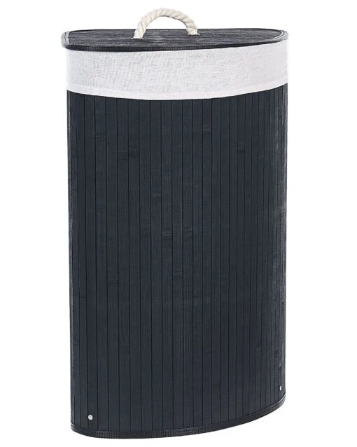 Bamboo Basket With Lid Black MATARA - Image 3