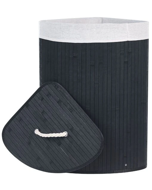 Bamboo Basket With Lid Black MATARA - Image 5