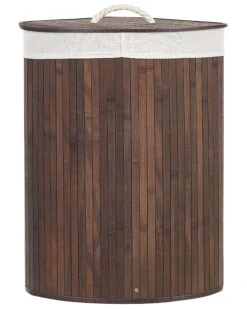 Bamboo Basket With Lid Dark Wood MATARA