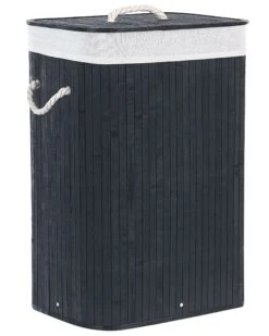 Bamboo Basket With Lid Black KOMARI