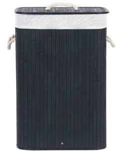 Bamboo Basket With Lid Black KOMARI -Furniture Store undef src sa picid 849009 type whitesh image