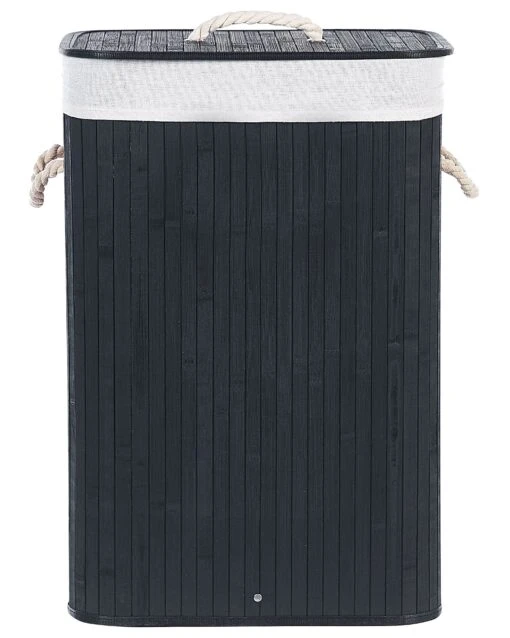 Bamboo Basket With Lid Black KOMARI - Image 3